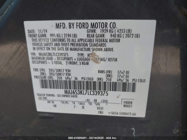 MAJ6S3KL7LC339375 Ford Ecosport Titanium