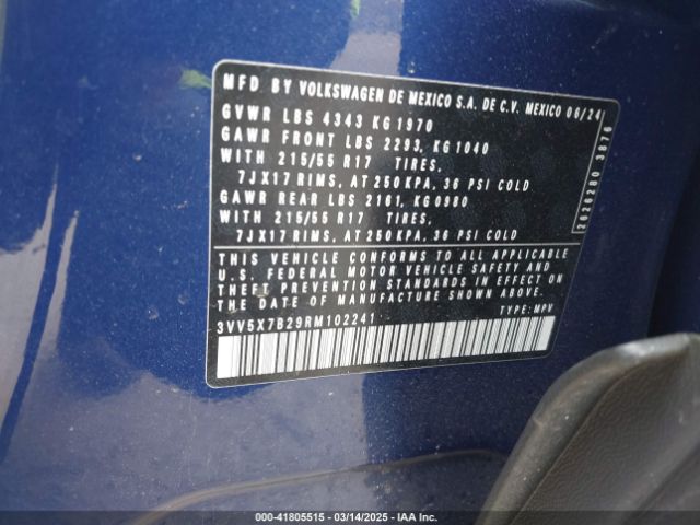 3VV5X7B29RM102241 Volkswagen Taos 1.5t S