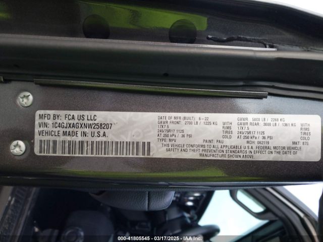2022 JEEP WRANGLER 1C4GJXAGXNW258207 Photo 8