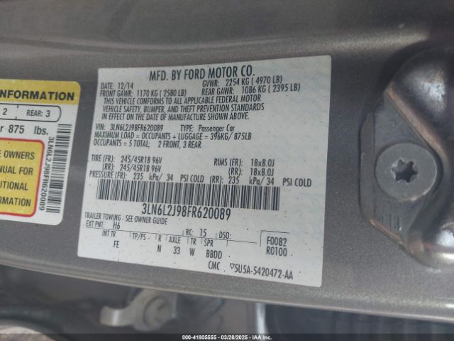 3LN6L2J98FR620089 Lincoln MKZ