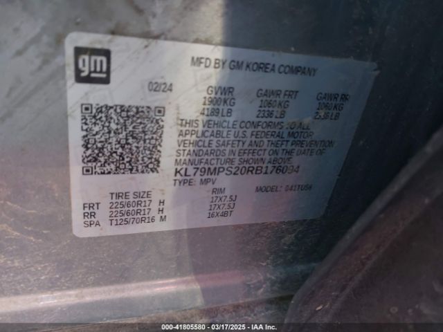 KL79MPS20RB176094 Chevrolet Trailblazer Fwd Lt