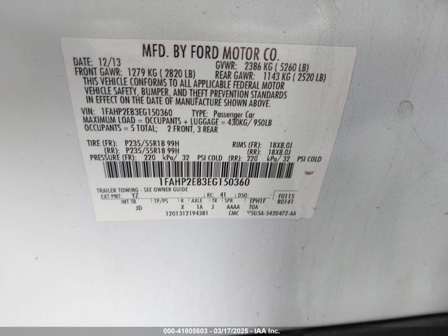 Ford Taurus 2014 1FAHP2E83EG150360 Image 9