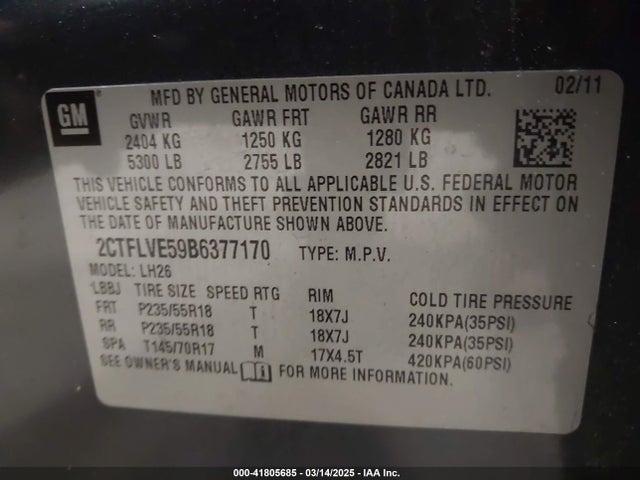2011 GMC TERRAIN 2CTFLVE59B6377170 Photo 8