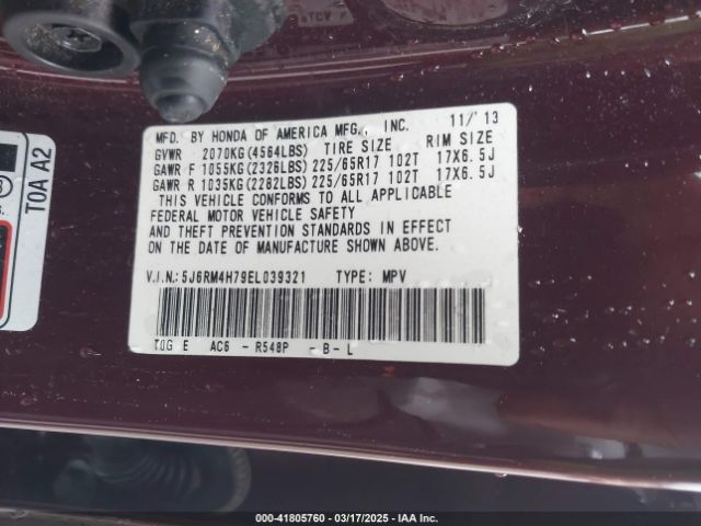 5J6RM4H79EL039321 Honda Cr-v Ex-l