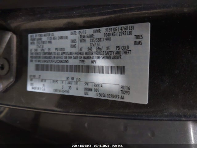 1FMCU9GXXFUC66390 Ford ESCAPE SE