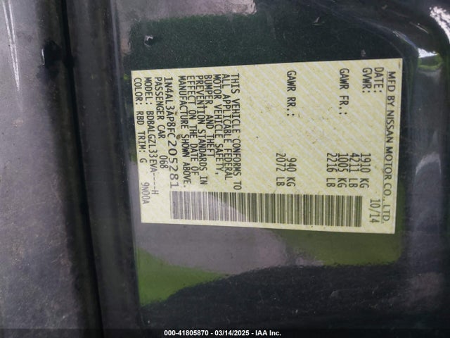 1N4AL3AP8FC205281 Nissan Altima 2.5 S
