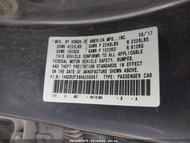 1HGCR2F38HA256667 Honda ACCORD LX