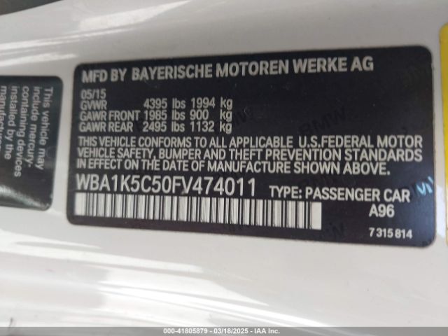 WBA1K5C50FV474011 BMW 228I