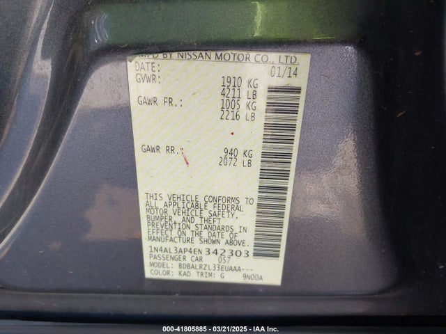 1N4AL3AP4EN342303 Nissan Altima 2.5 S