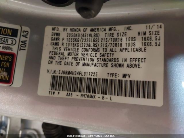 5J6RM4H34FL017225 Honda CR-V LX