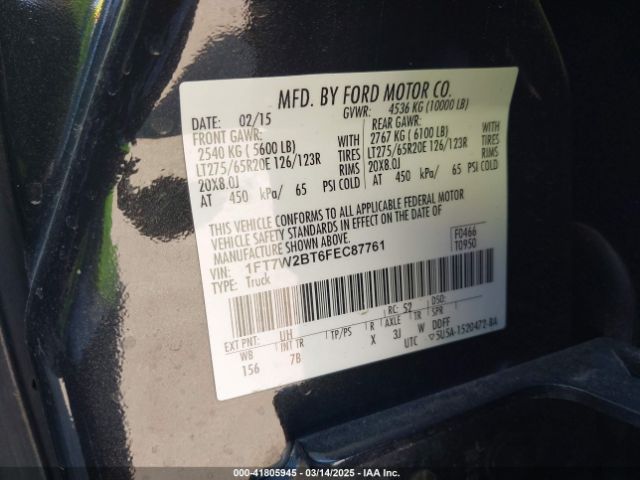 2015 FORD F-250 1FT7W2BT6FEC87761 Photo 8