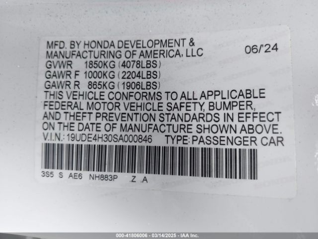 19UDE4H30SA000846 Acura Integra A-spec