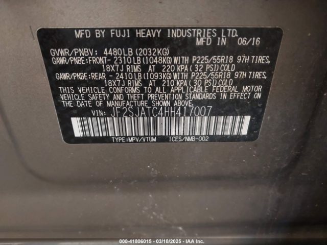 JF2SJATC4HH417007 Subaru Forester 2.5i Touring