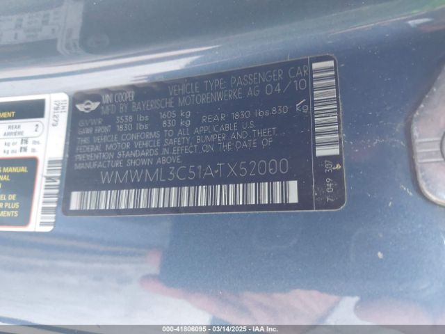 2010 MINI COOPER CLUBMAN WMWML3C51ATX52000 Photo 8