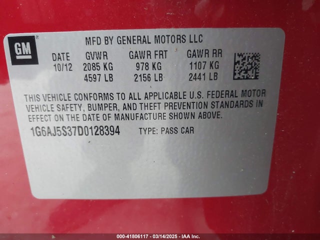 2013 CADILLAC ATS 1G6AJ5S37D0128394 Photo 8