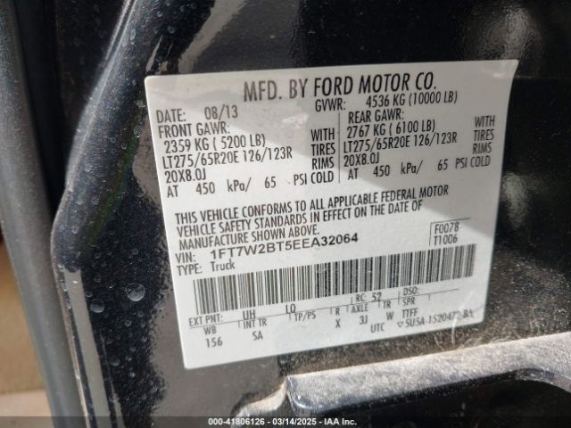 1FT7W2BT5EEA32064 Ford F-250 Lariat