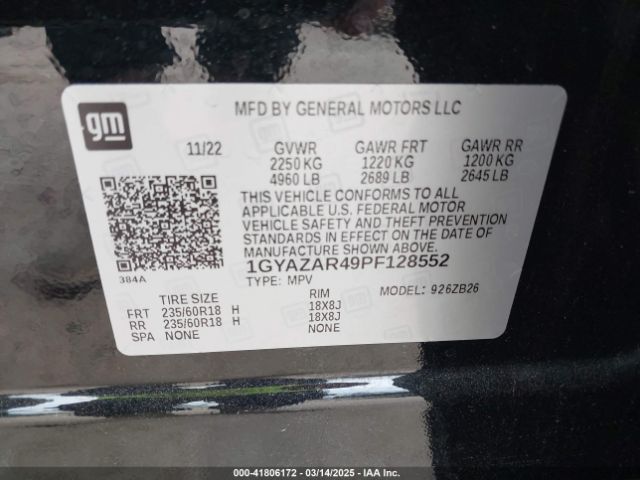 1GYAZAR49PF128552 Cadillac Xt4 Fwd Luxury