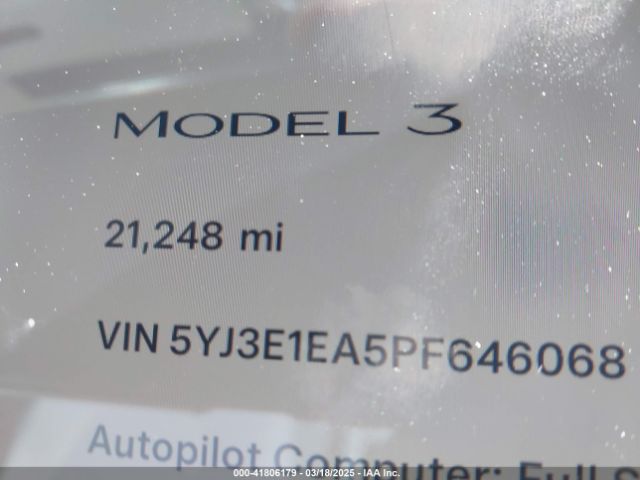 5YJ3E1EA5PF646068 Tesla Model 3 Rear-wheel Drive