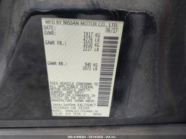 1N4AL3AP0HN367087 Nissan Altima 2.5 S