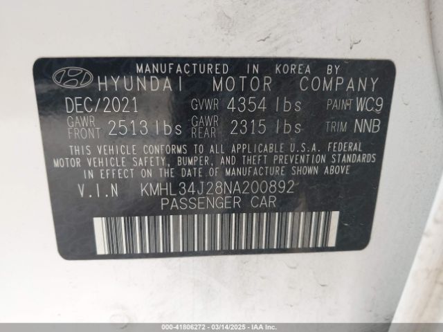KMHL34J28NA200892 Hyundai Sonata Limited