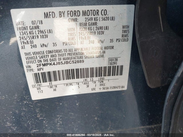 Ford EDGE SEL 2018 2FMPK4J85JBC52889 Image 9