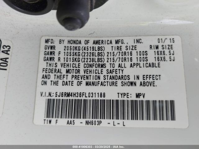 5J6RM4H36FL031188 Honda CR-V LX