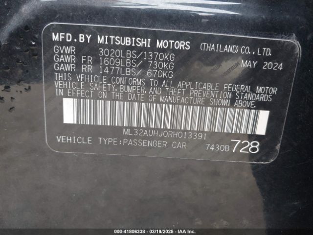 ML32AUHJ0RH013391 Mitsubishi Mirage Es/le