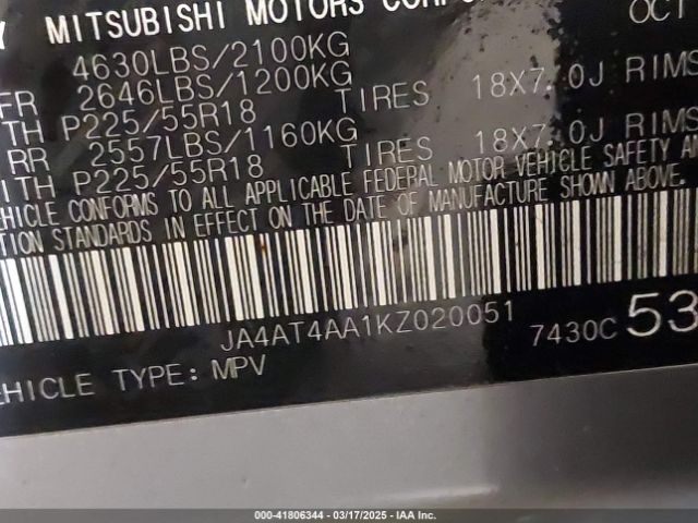 JA4AT4AA1KZ020051 Mitsubishi Eclipse Cross Le