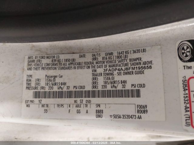 3FADP4AJ8FM195658 Ford FIESTA S