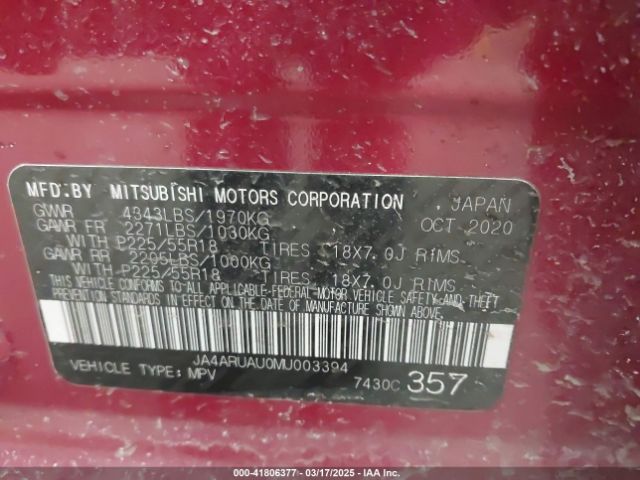 JA4ARUAU0MU003394 Mitsubishi Outlander Sport 2.0 Be Awc/2.0 Es Awc/2.0 Le Awc/2.0 Se Awc