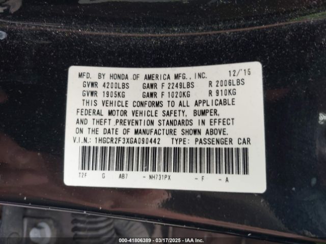 1HGCR2F3XGA090442 Honda ACCORD LX