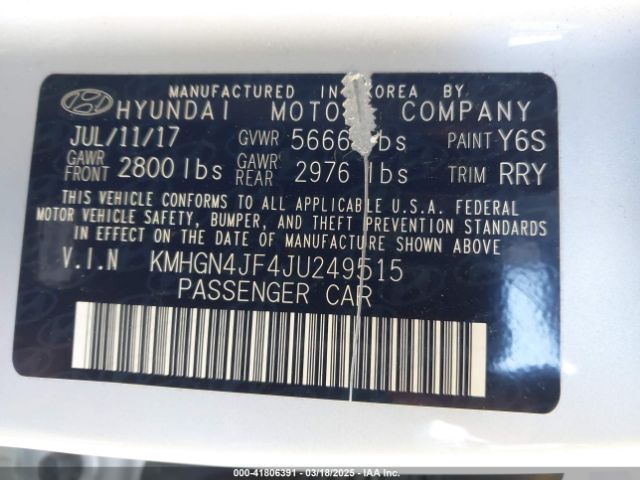 KMHGN4JF4JU249515 Genesis G80 5.0 Ultimate