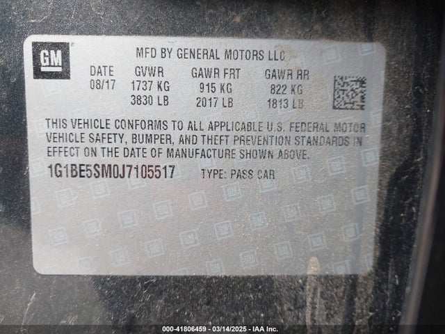 1G1BE5SM0J7105517 Chevrolet Cruze Lt Auto