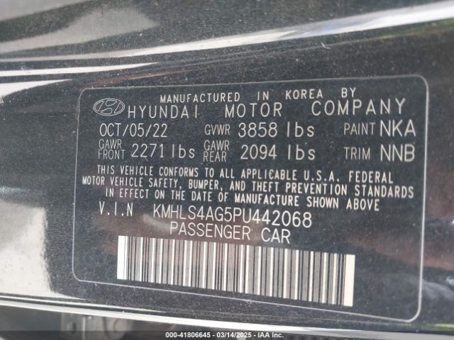KMHLS4AG5PU442068 Hyundai ELANTRA SEL