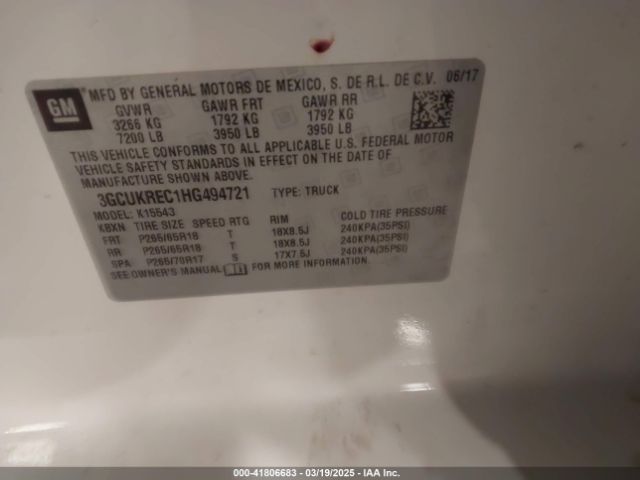 2017 CHEVROLET SILVERADO 1500 3GCUKREC1HG494721 Photo 8