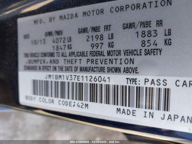 JM1BM1V37E1126041 Mazda Mazda3 S Touring