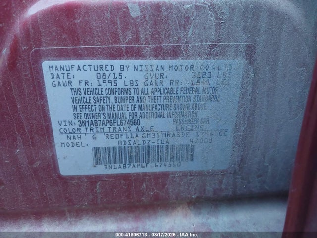 3N1AB7AP6FL674560 Nissan SENTRA SV