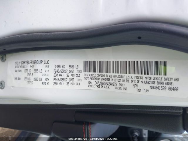 1C4PJMBS5EW240375 Jeep Cherokee Trailhawk