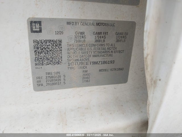 1GTU9EET9MZ186193 GMC lm2