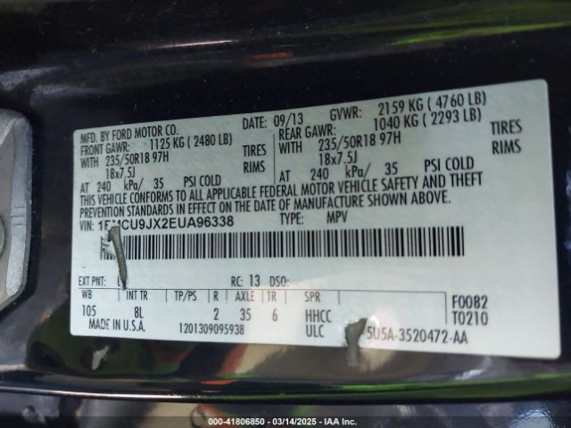 1FMCU9JX2EUA96338 Ford Escape Titanium