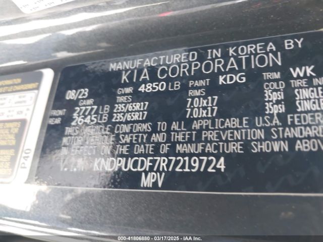 KNDPUCDF7R7219724 KIA Sportage Lx