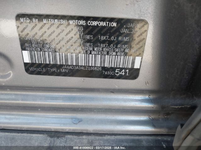 JA4AD3A34LZ036626 Mitsubishi Outlander Le 2.4/se 2.4/sel 2.4/sp 2.4
