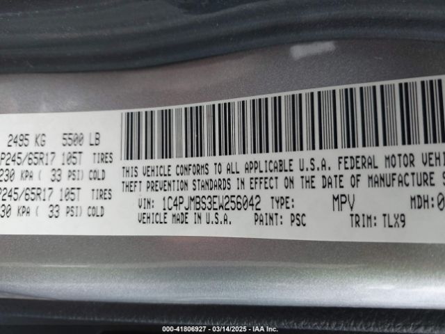 1C4PJMBS3EW256042 Jeep Cherokee Trailhawk