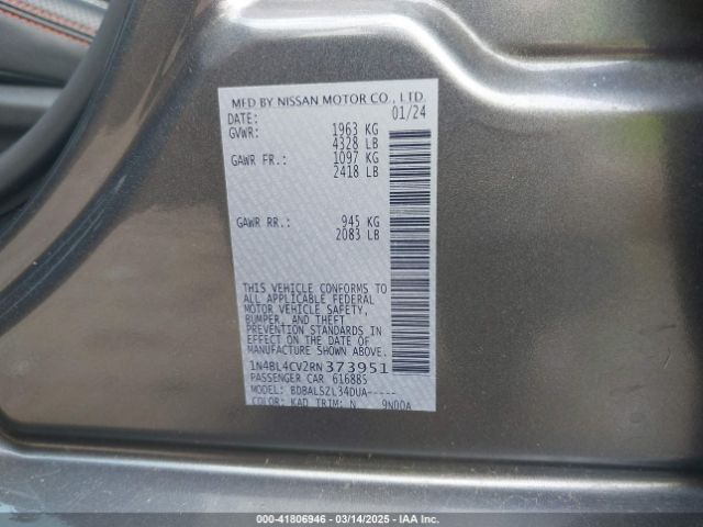 1N4BL4CV2RN373951 Nissan Altima Sr Fwd