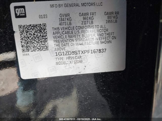 1G1ZD5STXPF167837 Chevrolet Malibu Fwd 1lt