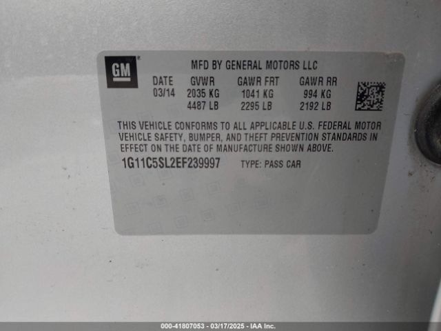 1G11C5SL2EF239997 Chevrolet MALIBU 1LT