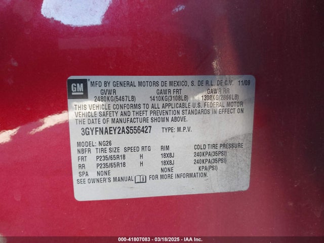 2010 CADILLAC SRX 3GYFNAEY2AS556427 Photo 8