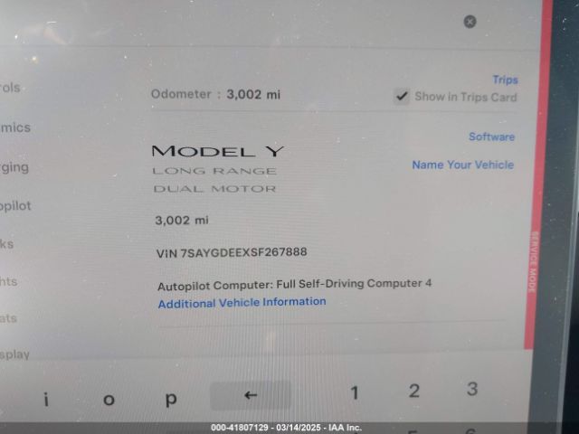 7SAYGDEEXSF267888 Tesla Model Y Long Range Dual Motor All-wheel Drive