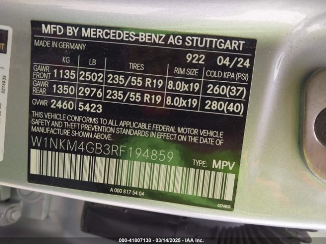 W1NKM4GB3RF194859 Mercedes-Benz Glc 300 Suv