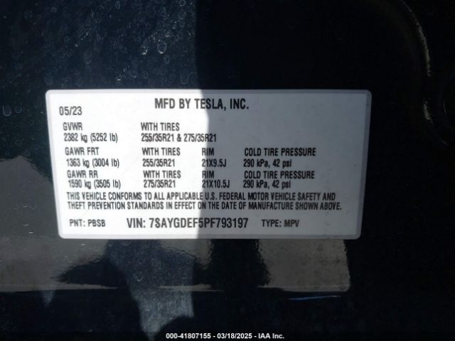 7SAYGDEF5PF793197 Tesla Model Y Performance Dual Motor All-wheel Drive